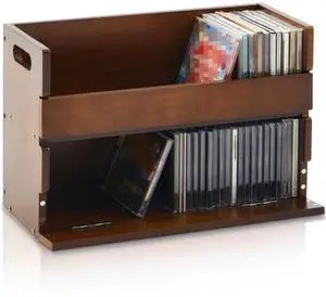 CroBlissful 2-Tier Wooden Cd Storage Holder Stand Cd Display Shelf Racks with Carrying Handles Cassette Tape Organizer Shelf for Movie Cases, Dvds, Can Store up to 72 Pcs Cds(Classic,Brown) CroBlissful 2-Tier Wooden Cd Storage Holder Stand Cd Display Shelf Racks with Carrying Handles Cassette Tape Organizer Shelf for Movie Cases, Dvds, Can Store up to 72 Pcs Cds(Classic,Brown)