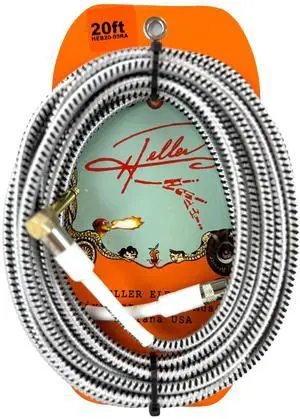 Heller Electric Braid-Matrix Guitar Cable, 20ft, Silver & Black Tweed, Straight-to-Right-Angle 1/4" Plugs, Gold-Plated, 20AWG OFC, 99% Shielded Heller Electric Braid-Matrix Guitar Cable, 20ft, Silver & Black Tweed, Straight-to-Right-Angle 1/4" Plugs, Gold-Plated, 20AWG OFC, 99% Shielded