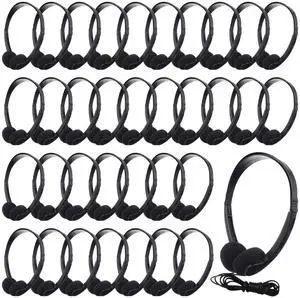 Konohan 30 Pack Bulk Classroom Headphones Wired Black Adjustable Over Ear Earbuds Headphones with 3.5 mm Plug for Teen Adults Students Schools Library Computer Labs Office Airplane Konohan 30 Pack Bulk Classroom Headphones Wired Black Adjustable Over Ear Earbuds Headphones with 3.5 mm Plug for Teen Adults Students Schools Library Computer Labs Office Airplane