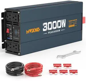 MWXNE 3000W Inverter DC 12V to AC 120V for Vehicles, Car Converter with 4 AC Outlets,PD30W/QC3.0 Quick Charging USB Ports Power Inverter with LCD Display - Navy Blue/Black MWXNE 3000W Inverter DC 12V to AC 120V for Vehicles, Car Converter with 4 AC Outlets,PD30W/QC3.0 Quick Charging USB Ports Power Inverter with LCD Display - Navy Blue/Black