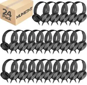Bulk Headphones for Classroom 24 Pack,Durable Wired Classroom Headphones for Students,On Ear Comfy Swivel Earphones for School,Library,Kids Online learning,HQ Stereo Sound 3.5mm Jack (Black YS004) Bulk Headphones for Classroom 24 Pack,Durable Wired Classroom Headphones for Students,On Ear Comfy Swivel Earphones for School,Library,Kids Online learning,HQ Stereo Sound 3.5mm Jack (Black YS004)