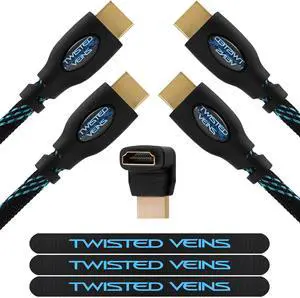 Twisted Veins HDMI Cable 20 ft, 2-Pack, Premium HDMI Cord Type High Speed with Ethernet, Supports HDMI 2.0b 4K 60hz HDR on Most Devices and May Only Support 4K 30hz on Some Devices Twisted Veins HDMI Cable 20 ft, 2-Pack, Premium HDMI Cord Type High Speed with Ethernet, Supports HDMI 2.0b 4K 60hz HDR on Most Devices and May Only Support 4K 30hz on Some Devices