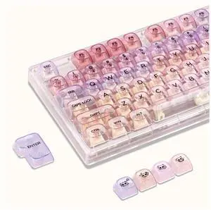 OHY XVX Sunset Purple Gradient Transparent Keycaps, MOA Profile 125 Keys PC Shine-Through Keycaps for MX Mechanical Keyboards OHY XVX Sunset Purple Gradient Transparent Keycaps, MOA Profile 125 Keys PC Shine-Through Keycaps for MX Mechanical Keyboards