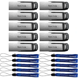 SanDisk (10 Pack) Ultra Flair USB Type A 16GB 3.0 Flash Drive Compatible with Laptops and Personal Computers -SDCZ73-016G-G46- Bundle with (10) Everything But Stromboli Lanyards SanDisk (10 Pack) Ultra Flair USB Type A 16GB 3.0 Flash Drive Compatible with Laptops and Personal Computers -SDCZ73-016G-G46- Bundle with (10) Everything But Stromboli Lanyards