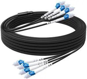 328FT/100M 4 Core Industrial TPU LC to LC Outdoor Armored Fiber Patch Cable, 4 Strands OS2 Single Mode Fiber Patch Cable with LC Connectors, Direct Burial LC-LC 9/125um, OD-5mm, Black 328FT/100M 4 Core Industrial TPU LC to LC Outdoor Armored Fiber Patch Cable, 4 Strands OS2 Single Mode Fiber Patch Cable with LC Connectors, Direct Burial LC-LC 9/125um, OD-5mm, Black