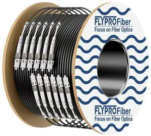FLYPROFiber - 6 Fiber OM3 LC Outdoor Armored Fiber Cable, 75m/246ft, OM3 Industrial TPU, 6 Strands Multimode, Direct Burial, 50/125um, OD-5mm FLYPROFiber - 6 Fiber OM3 LC Outdoor Armored Fiber Cable, 75m/246ft, OM3 Industrial TPU, 6 Strands Multimode, Direct Burial, 50/125um, OD-5mm