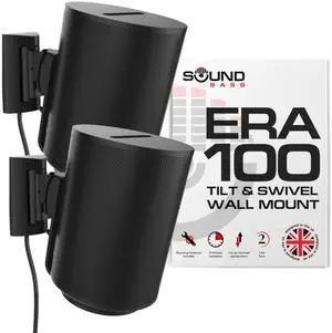 Sound Bass ERA 100 Wall Mount Bracket, Tilt and Swivel, Black, Twin (2pcs), Compatible with Sonos ERA100 & ERA 100 SL, Effortless Installation, Includes Mounting Kit, Double, Pair Sound Bass ERA 100 Wall Mount Bracket, Tilt and Swivel, Black, Twin (2pcs), Compatible with Sonos ERA100 & ERA 100 SL, Effortless Installation, Includes Mounting Kit, Double, Pair