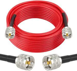 MOOKEERF CB Coax Cable - 25FT RG58 PL-259 UHF Male to Male Low Loss CB Antenna Cable for CB Radio, Ham Radio, Amateur Radio, Antenna Analyzer, SWR Meter (Red) MOOKEERF CB Coax Cable - 25FT RG58 PL-259 UHF Male to Male Low Loss CB Antenna Cable for CB Radio, Ham Radio, Amateur Radio, Antenna Analyzer, SWR Meter (Red)