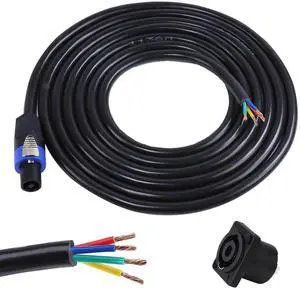 SUNNAREPOON 10 Feet Speakon Cable to Bare Wire, 12 Gauge 4 Wires SpeakON Twist Lock Plug to Open End Cables with NL4MP Socket, for Chuchero, Home Audio, PA, DJ, Stage - 1 Pack 4 Conductors SUNNAREPOON 10 Feet Speakon Cable to Bare Wire, 12 Gauge 4 Wires SpeakON Twist Lock Plug to Open End Cables with NL4MP Socket, for Chuchero, Home Audio, PA, DJ, Stage - 1 Pack 4 Conductors