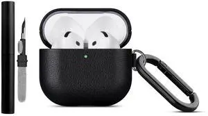 LOPIE Handmade Case for AirPods 4 / AirPods 4 with Active Noise Cancellation Leather Case Clip & Cleaner Kit, Fully-Wrapped with Top Grain Leather, Protective Hard Cover for Gen 4 Air Pods - Black LOPIE Handmade Case for AirPods 4 / AirPods 4 with Active Noise Cancellation Leather Case Clip & Cleaner Kit, Fully-Wrapped with Top Grain Leather, Protective Hard Cover for Gen 4 Air Pods - Black