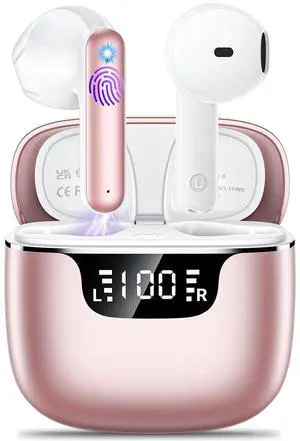 Wireless Earbuds, Bluetooth 5.4 Headphones with 42H Ultralight Ear Buds,Bluetooth Earbuds with 4 ENC Noise Cancelling Mics, HiFi Deep Bass Dual LED Display USB-C, Waterproof Earphones for Andro Wireless Earbuds, Bluetooth 5.4 Headphones with 42H Ultralight Ear Buds,Bluetooth Earbuds with 4 ENC Noise Cancelling Mics, HiFi Deep Bass Dual LED Display USB-C, Waterproof Earphones for Andro