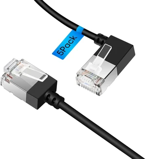 Ultra Slim Gigabit Cat6 Ethernet Cable 90 Left Angled 6.6FT 5Pack, UTP Ultra Slim Gigabit Cat6 Ethernet Cable 90 Left Angled 6.6FT 5Pack, UTP