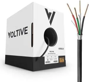 Voltive 20/4 Shielded Low Voltage Wire, Riser CL3R, Black, 500ft - 20AWG, 4 Conductors, Overall Shield, Stranded Bare Copper, UL Listed - V-1306-2 Voltive 20/4 Shielded Low Voltage Wire, Riser CL3R, Black, 500ft - 20AWG, 4 Conductors, Overall Shield, Stranded Bare Copper, UL Listed - V-1306-2