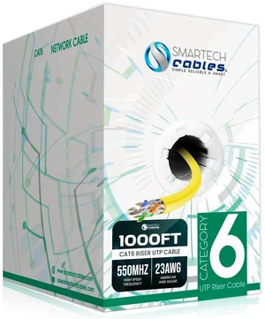 Smartech Cables ^^ Cat 6 Ethernet Cable 1000ft ^^ 23AWG UTP 4-Pairs in-Wall Bulk Riser CMR CAT6 1000ft ^^ 10Gbps 550MHz High-Performance Cable for Home, Office & Gaming ^^ Tangle-Free Pull Box ^^ Yell Smartech Cables ^^ Cat 6 Ethernet Cable 1000ft ^^ 23AWG UTP 4-Pairs in-Wall Bulk Riser CMR CAT6 1000ft ^^ 10Gbps 550MHz High-Performance Cable for Home, Office & Gaming ^^ Tangle-Free Pull Box ^^ Yell