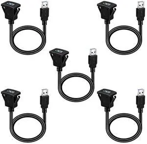 BATIGE 5 Pack Square Single Port USB 3.0 Flush Mount Extension Cable for Car Truck Boat Motorcycle Dashboard 1ft BATIGE 5 Pack Square Single Port USB 3.0 Flush Mount Extension Cable for Car Truck Boat Motorcycle Dashboard 1ft