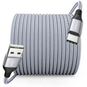AZPPANXI 30FT USB C Cable, Extra Long USB A to USB Type C Charger Cord, Nylon Braided 30 Foot USB to USBC Charging for iPhone 17/16/15 Series, USB-C Devices etc. Gray (No Data Transfer) AZPPANXI 30FT USB C Cable, Extra Long USB A to USB Type C Charger Cord, Nylon Braided 30 Foot USB to USBC Charging for iPhone 17/16/15 Series, USB-C Devices etc. Gray (No Data Transfer)