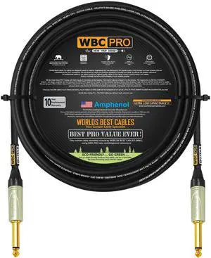 30 Foot - WBC-PRO-Guitar 20 AWG - Low-Cap (18pF/ft) Pro-Grade Graphite-Based - Dual-Shielded Guitar, Bass, Instrument Cable with Amphenol QM2P-AU Inch (6.35mm) Gold TS Connectors 30 Foot - WBC-PRO-Guitar 20 AWG - Low-Cap (18pF/ft) Pro-Grade Graphite-Based - Dual-Shielded Guitar, Bass, Instrument Cable with Amphenol QM2P-AU Inch (6.35mm) Gold TS Connectors