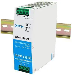 OMCH 24V 120W Din Rail Power Supply, NDR-120-24 Model, 24V 5A DC Single Output Switching Power Supply, CE Certified & RoHS Compliant, Industrial Control System PSU OMCH 24V 120W Din Rail Power Supply, NDR-120-24 Model, 24V 5A DC Single Output Switching Power Supply, CE Certified & RoHS Compliant, Industrial Control System PSU