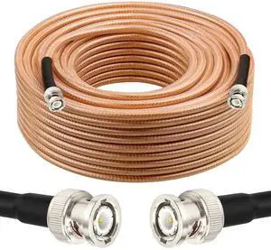 RG8X BNC Extension Cable, Low Loss BNC Male to BNC Male Coaxial Cable, 50 Ohm Flexible Coax Jumper with Dual-Layer Strain Relief for CCTV Security Camera, RF Antennas, Oscilloscope 100FT RG8X BNC Extension Cable, Low Loss BNC Male to BNC Male Coaxial Cable, 50 Ohm Flexible Coax Jumper with Dual-Layer Strain Relief for CCTV Security Camera, RF Antennas, Oscilloscope 100FT