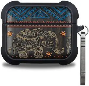 Patterit for AirPods Pro 3 Case, Shockproof Wooden Cover with Quick Released Keychain for AirPods Pro Case 3rd Generation (2025) Compatible with Wireless Charging, (Boho Ele Patterit for AirPods Pro 3 Case, Shockproof Wooden Cover with Quick Released Keychain for AirPods Pro Case 3rd Generation (2025) Compatible with Wireless Charging, (Boho Ele