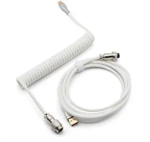 Glacier Premium Durable Quality Braided USB-C to USB-A Coiled Cable with Detachable Metal Aviator Connector Plug for Mechanical Keyboard (White) Glacier Premium Durable Quality Braided USB-C to USB-A Coiled Cable with Detachable Metal Aviator Connector Plug for Mechanical Keyboard (White)