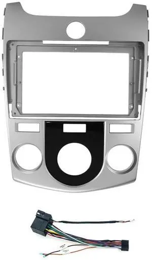 9'' Car Radio Stereo Fascia Frame Panel Trim with Power Harness Loom for 2008-2013 KIA Forte(MT) Cerato 2 Manual AC Dash Mount (Silver) 9'' Car Radio Stereo Fascia Frame Panel Trim with Power Harness Loom for 2008-2013 KIA Forte(MT) Cerato 2 Manual AC Dash Mount (Silver)