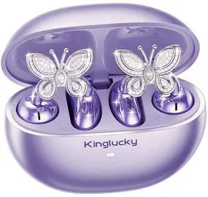Kinglucky ClipFree Open-Ear Headphones, Butterfly-Inspired Ear-Cuff Design, Stylish & Comfortable Clip-On Ear Buds, Wireless Earbuds for Women, Long Battery Life, Great for Gifting - Purple Kinglucky ClipFree Open-Ear Headphones, Butterfly-Inspired Ear-Cuff Design, Stylish & Comfortable Clip-On Ear Buds, Wireless Earbuds for Women, Long Battery Life, Great for Gifting - Purple