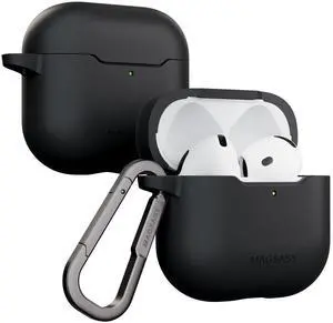 MAGEASY Skin Case for AirPods 4 (2024) with Carabiner Clip, Shockproof Protective TPU AirPods 4th Generation Cover, Stain-Resistant, Smooth Soft-Touch, Wireless Charging Compatible (Black) MAGEASY Skin Case for AirPods 4 (2024) with Carabiner Clip, Shockproof Protective TPU AirPods 4th Generation Cover, Stain-Resistant, Smooth Soft-Touch, Wireless Charging Compatible (Black)