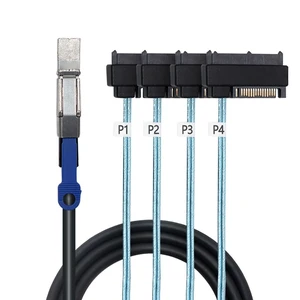 Compatible with Mini SAS HD SFF-8644 to SFF-8482 29P 2-in-1 SATA Hard Drive Data Cable, 28AWG Copper, 12G High-Speed Harness (0.5M/19.68in) Compatible with Mini SAS HD SFF-8644 to SFF-8482 29P 2-in-1 SATA Hard Drive Data Cable, 28AWG Copper, 12G High-Speed Harness (0.5M/19.68in)