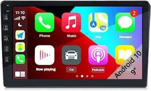 SCUMAXCON 9" Carplay Android Auto GPS Navigation Double Din Car Stereo Touchscreen Bluetooth WiFi FM USB RVC for Android/iOS Phone Fit for Radio mounting Size 178 * 100mm SCUMAXCON 9" Carplay Android Auto GPS Navigation Double Din Car Stereo Touchscreen Bluetooth WiFi FM USB RVC for Android/iOS Phone Fit for Radio mounting Size 178 * 100mm