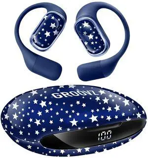Groovz Open-Ear Plus True Wireless Headphones with Battery Display - Designed & Engineered in the USA - Multi-Point Pairing Bluetooth Open Ear Earbuds Compatible w/Apple & Android - Blue Starry Groovz Open-Ear Plus True Wireless Headphones with Battery Display - Designed & Engineered in the USA - Multi-Point Pairing Bluetooth Open Ear Earbuds Compatible w/Apple & Android - Blue Starry
