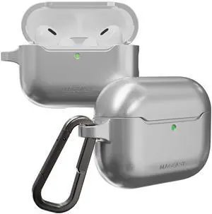 MAGEASY Skin AirPods Pro 3 Case Cover with Carabiner Clip, Shockproof TPU Protection, Support MagSafe Wireless Charging for Apple AirPods 3 Pro Case Stain-Resistant (Cosmic Silver) MAGEASY Skin AirPods Pro 3 Case Cover with Carabiner Clip, Shockproof TPU Protection, Support MagSafe Wireless Charging for Apple AirPods 3 Pro Case Stain-Resistant (Cosmic Silver)