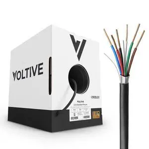 Voltive 22/6 Shielded Low Voltage Wire, Plenum CL3P, Black, 500ft - 22AWG, 6 Conductors, Overall Shield, Stranded Bare Copper, UL Listed - V-1312-2 Voltive 22/6 Shielded Low Voltage Wire, Plenum CL3P, Black, 500ft - 22AWG, 6 Conductors, Overall Shield, Stranded Bare Copper, UL Listed - V-1312-2
