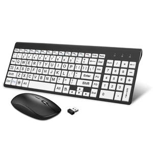 HXMJ-Wireless Large Print Keyboard and Mouse Set with USB Receiver^^ Quiet Scissor Switch ^^ for Seniors and Visually Impaired Low Vision Individuals-White HXMJ-Wireless Large Print Keyboard and Mouse Set with USB Receiver^^ Quiet Scissor Switch ^^ for Seniors and Visually Impaired Low Vision Individuals-White