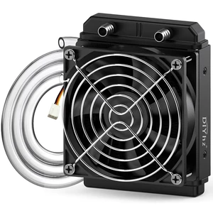 DIYhz Water Cooling Computer Radiator, 8 Pipe Aluminum Heat Exchanger Liquid Cooling Radiator Fans - 80mm Radiator for CPU PC Laser Water Cool System DC12V Black DIYhz Water Cooling Computer Radiator, 8 Pipe Aluminum Heat Exchanger Liquid Cooling Radiator Fans - 80mm Radiator for CPU PC Laser Water Cool System DC12V Black