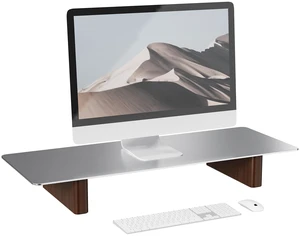 CHENOMiNL Aluminum Monitor Stand Riser with Wooden Legs, 23.6" Wide CHENOMiNL Aluminum Monitor Stand Riser with Wooden Legs, 23.6" Wide