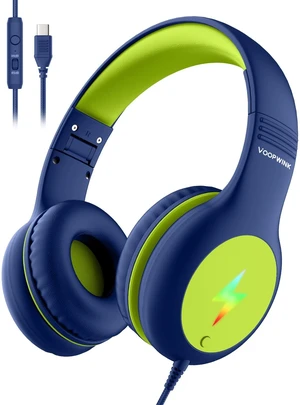 Voopwink Kids Headphones Wired with Microphone, USB Type C Headphones for Kids Girls Boys with Cord/LED Lights/85/94dB Volume Limit, Portable Over Ear Headphones for School/Travel/Tablet/iPad Voopwink Kids Headphones Wired with Microphone, USB Type C Headphones for Kids Girls Boys with Cord/LED Lights/85/94dB Volume Limit, Portable Over Ear Headphones for School/Travel/Tablet/iPad