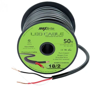 50 ft. 18AWG Low Voltage LED Cable 2 Conductor Black Sleeve in-Wall Speaker Wire UL Listed Class 2 50 ft. 18AWG Low Voltage LED Cable 2 Conductor Black Sleeve in-Wall Speaker Wire UL Listed Class 2