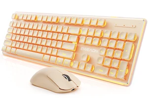 Wireless Keyboard and Mouse Combo with Warm Backlit, Rechargeable-Rose Gold Wireless Keyboard and Mouse Combo with Warm Backlit, Rechargeable-Rose Gold