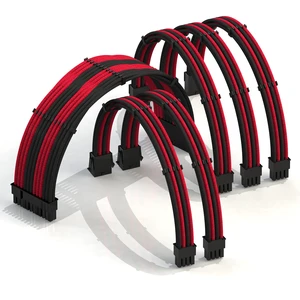 LINKUP ATX 24-Pin PSU Extension Cable ^^ Braided Sleeved, 50cm, Black/Red LINKUP ATX 24-Pin PSU Extension Cable ^^ Braided Sleeved, 50cm, Black/Red