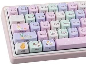 TYRIXKI PBT Keycaps,128 Keys Cute Macaron Cat Keycaps Set TYRIXKI PBT Keycaps,128 Keys Cute Macaron Cat Keycaps Set