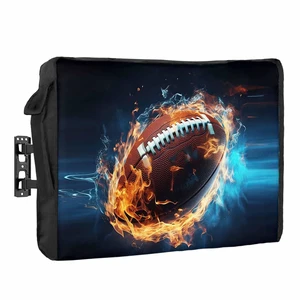 Football with Fire Outdoor TV Cover Waterproof Weatherproof, Rugby Sport Television Covers for 52 to 55 Inch Scenery Outside TV Screen Protector Shield, 52"W x 30"H x 4.5"D Football with Fire Outdoor TV Cover Waterproof Weatherproof, Rugby Sport Television Covers for 52 to 55 Inch Scenery Outside TV Screen Protector Shield, 52"W x 30"H x 4.5"D