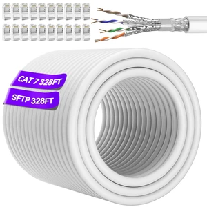 Cat 7 Ethernet Cable 100m/328ft(20 RJ45), Outdoor&Indoor, High Speed 10Gbps Cat 7 Ethernet Cable 100m/328ft(20 RJ45), Outdoor&Indoor, High Speed 10Gbps