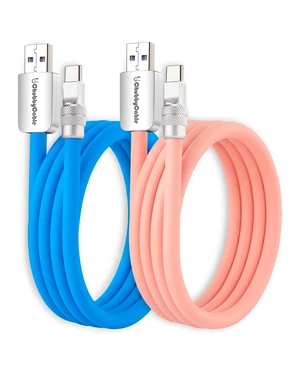 chubbycable 120W Silicone USB A to C Cable, 2 Pack, Blue+Pink, 13.1FT chubbycable 120W Silicone USB A to C Cable, 2 Pack, Blue+Pink, 13.1FT