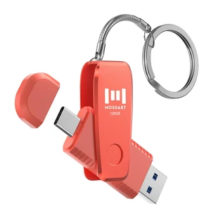 MOSDART 128GB USB C and A 3.1 Dual Flash Drive with Keychain, Orange MOSDART 128GB USB C and A 3.1 Dual Flash Drive with Keychain, Orange