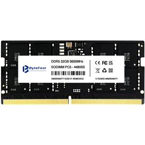 ByteFest DDR5 RAM 32GB 5600MHz PC5-44800 CL46 1.1V SODIMM 262-Pin Laptop/Notebook RAM Memory Modules ByteFest DDR5 RAM 32GB 5600MHz PC5-44800 CL46 1.1V SODIMM 262-Pin Laptop/Notebook RAM Memory Modules
