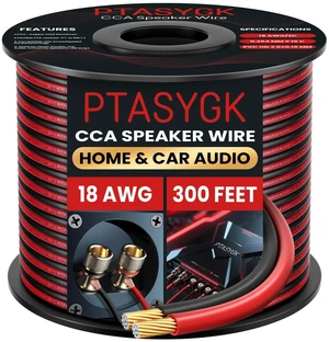 PTASYGK 18 Gauge Speaker Wire 300ft 2-Conductor CCA Home Theater Surround PTASYGK 18 Gauge Speaker Wire 300ft 2-Conductor CCA Home Theater Surround