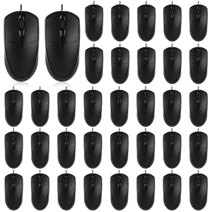 24 Pcs Black USB Wired Mouse, 1200 DPI 3Button Corded Mice Bulk 24 Pcs Black USB Wired Mouse, 1200 DPI 3Button Corded Mice Bulk