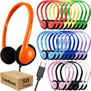 Ladont Class Set Headphones Type-C (50 Pack), Durable Kids Wired Headphones for Chromebook & Laptop, Bulk School Headphones for Students Teens Boys Girls, Wholesale USB C Headset with Mixed Co Ladont Class Set Headphones Type-C (50 Pack), Durable Kids Wired Headphones for Chromebook & Laptop, Bulk School Headphones for Students Teens Boys Girls, Wholesale USB C Headset with Mixed Co