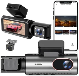XYBke HD WiFi Car Drive Recorder, 3-Channel Front and Rear Camera, Night Vision, Parking Monitoring, WDRCyclic Recording, G Sensors, Applications XYBke HD WiFi Car Drive Recorder, 3-Channel Front and Rear Camera, Night Vision, Parking Monitoring, WDRCyclic Recording, G Sensors, Applications